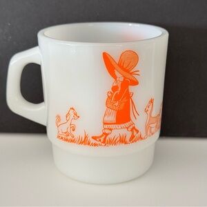 Termocrisa Vintage Milk Glass Coffee Cup Orange White